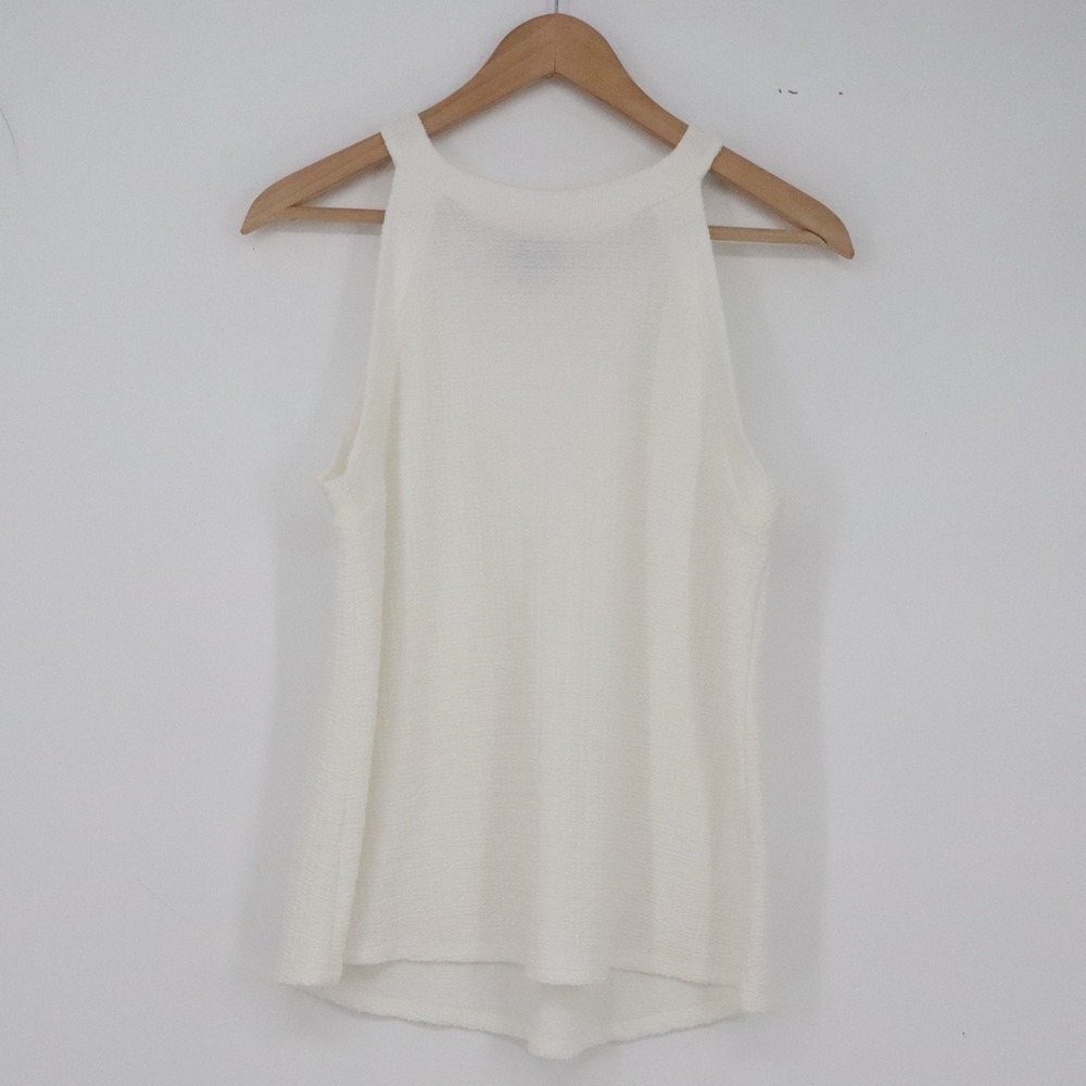 W5 Tank Top Womens M Halter Neck Cream Textured Knit Sleeveless Excellent